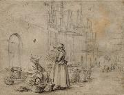 Gerard ter Borch the Younger Market in Haarlem oil